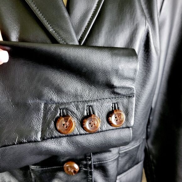 Terry Lewis Classic Luxuries Stunning Black Leather Coat Jacket EXCELLENT - Picture 9 of 11